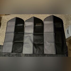 Set of 3 Black And Gray  Garment Protectors Dress Suit Closet Storage 23.5”x47”
